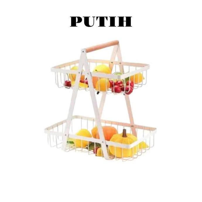 Promo Rak buah / keranjang buah besi serabaguna susun 2 Diskon