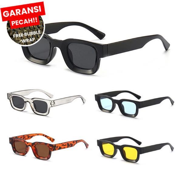 Diskon Kacamata Hitam Cowok Cewek Bingkai Persegi Kecil -Kacamata Gaya Vintage Pria Wanita Keren - K