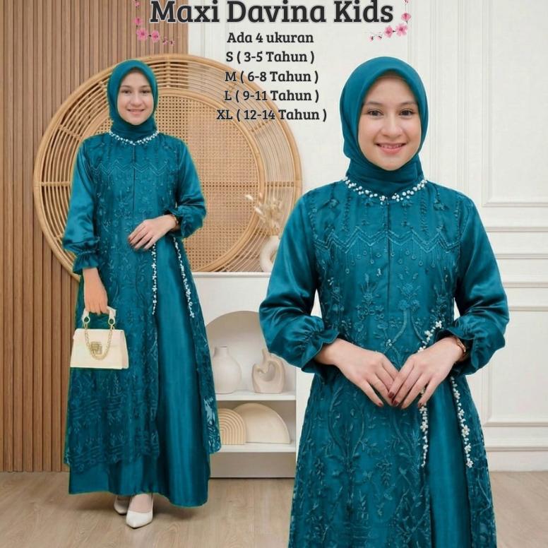 EXCLUSIVE GAMIS ANAK PEREMPUAN MODEL TERBARU REMAJA TANGGUNG LENGAN PANJANG MAXI DAVINA KIDS 3-14 TA