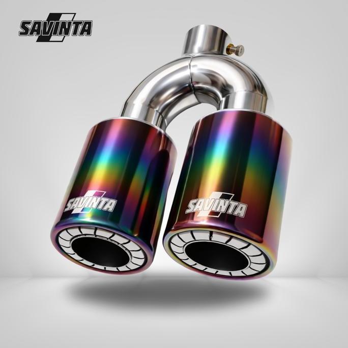 New Product 2026 - Savinta Muffler Type Seca Rainbow Cabang 2 Dobel Exhasut Stainless Steel Knalpot 