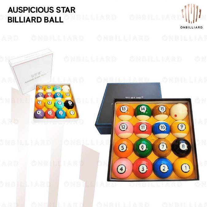 AUSPICIOUS STAR Billiard Ball Set TV Pro Cup 57.2mm Black White Bola Billiard DOT AUSPICIOUS STAR KO