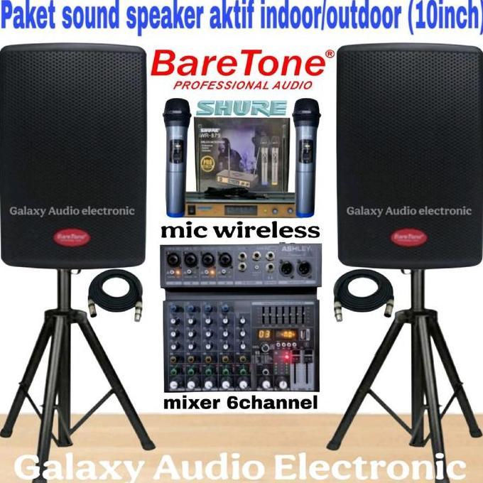 Paket Sound Speaker Aktif Baretone 10Inch Indoor Outdoor ( Hemat Ii )