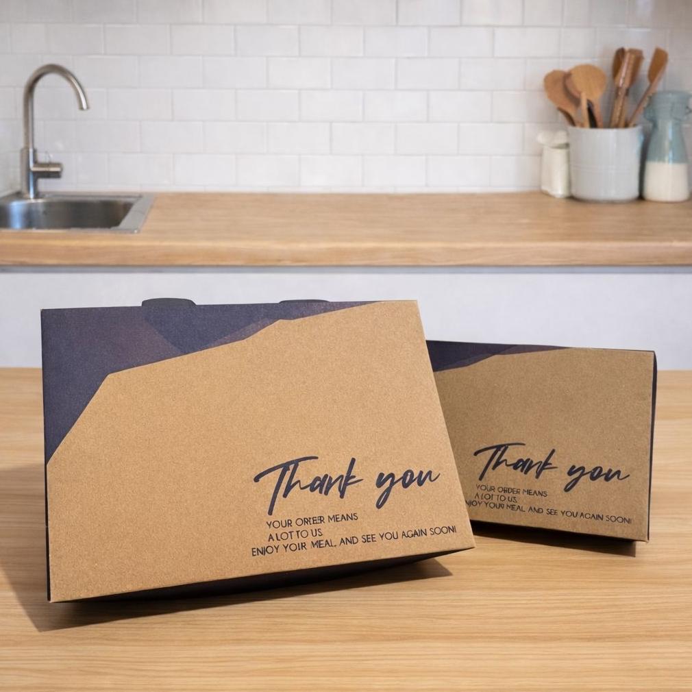 promo terbaru paper lunch box size ( l )  kraft laminasi  kotak dus makan ayam nasi goreng bakar gep