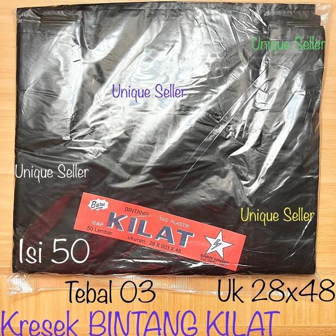 Omagoedang - Kresek BINTANG KILAT Uk 28x48 Tebal 03 isi 50 pcs / Kantong Kresek Uk 28 Merah Putih Hi