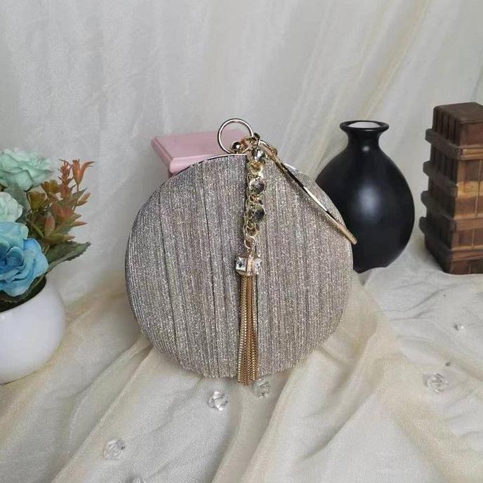 Tas Wanita 19561 Tas Pesta Bulat Clutch Bag  Kondangan Slingbag Pesta Elegan Wanita