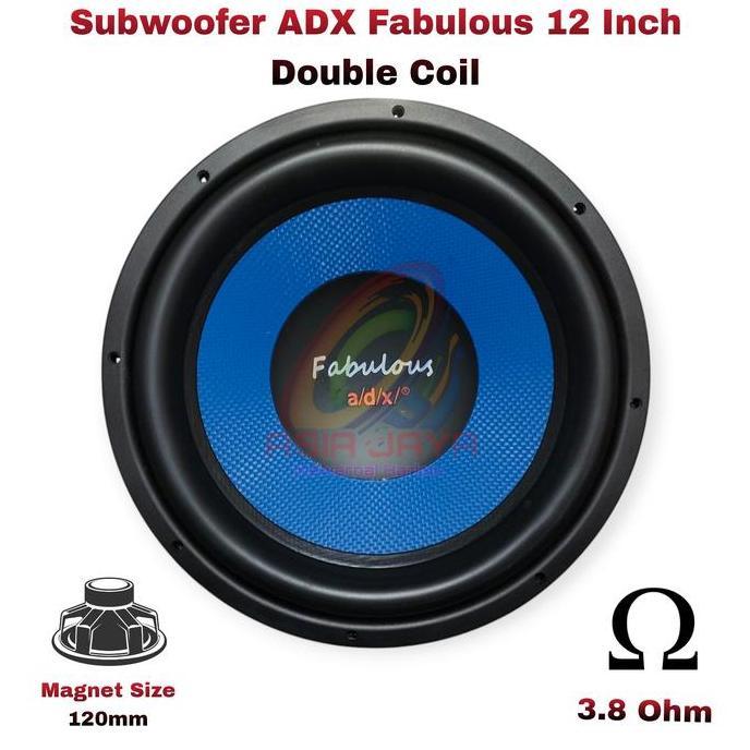 TERLARIS SUBWOOFER ADX FABULOUS 12 INCH DOUBLE COIL BIRU BASS BLACK SPEAKER
