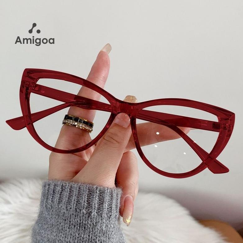 EXCLUSIVE AMIGOA KACAMATA CAT EYES WANITA TRANSPARENT FRAME ANTI CAHAYA BIRU KACAMATA OUTDOOR KACAMA