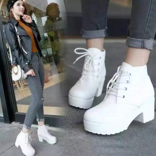 CUCI GUDANG Sepatu Heels Boots Wanita Bts Ankle Boots Sintetis