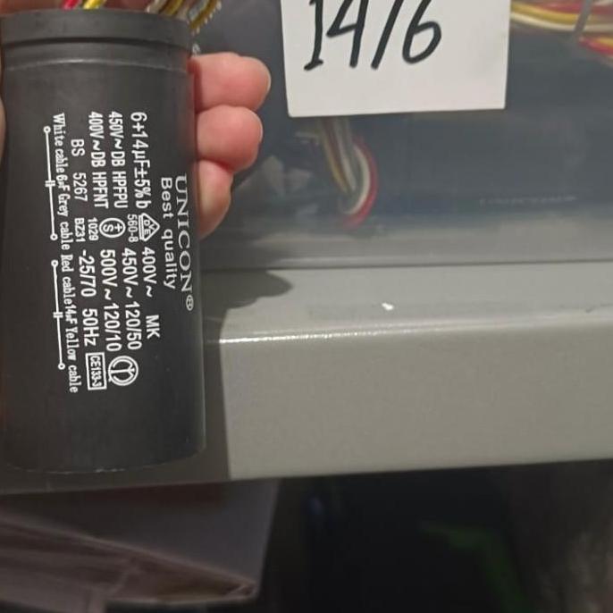 TERLARIS KAPASITOR MESIN CUCI LG 2 TABUNG 14 6UF KABEL 4