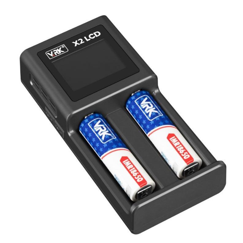 (Authentic) Charger Baterai Vrk X2 Lcd 18650 | Battery Charger Vrk X2 Lcd 2 Slot Fast Charging