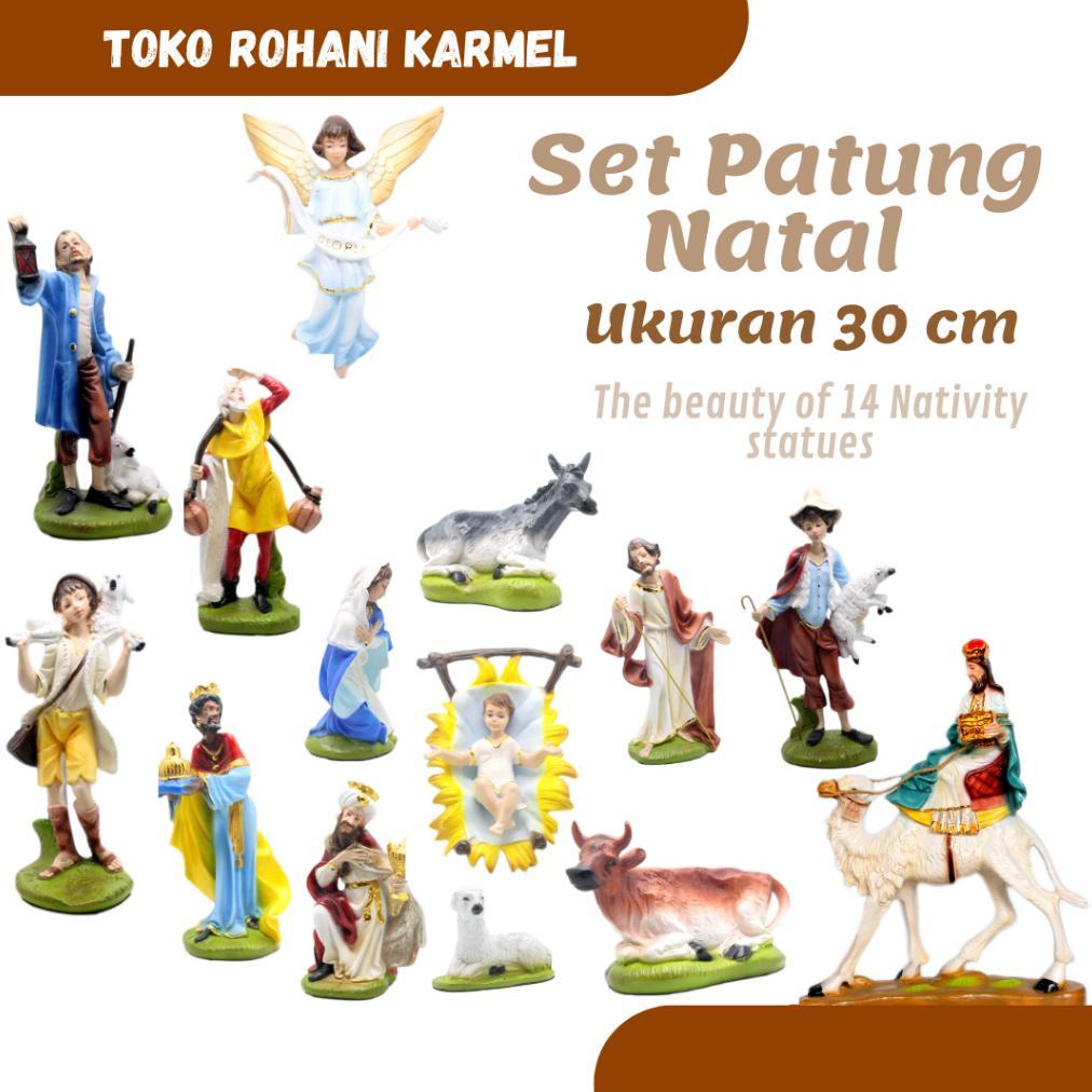 SET PATUNG NATAL 30 CM / PATUNG BAYI YESUS / NATIVITY SCANE /  /GEMBALA DAN DOMBA-DOMBA Diskon