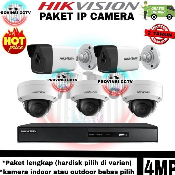 TERLARIS PAKET CCTV IP CAMERA HIKVISION 4MP 8 CHANNEL 5 KAMERA IP CAM POE