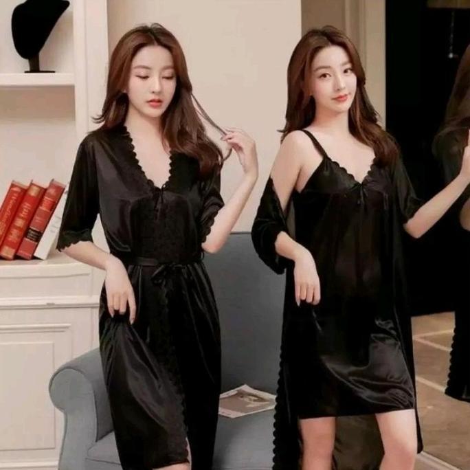 Baju Tidur Wanita Lingerie  Kimono Tricot Satin Xxl / Jumbo Wanita