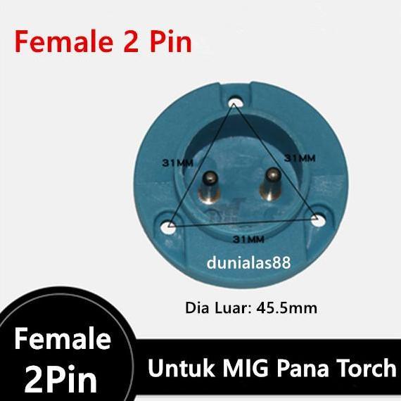 Socket Female 2 Pin Konektor Utk Mig Mesin Las ( Plastik ) Wire Feeder