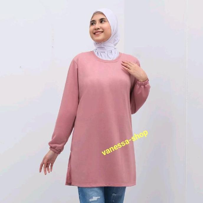 Religion- Kaos Tunic Wanita Lengan Panjang Polos Tunik Dewasa Cantik