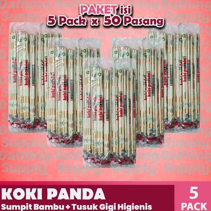TERLARIS ( 5 PACK ) SUMPIT KOKI PANDA IMPORT PER 5 PCS ISI 250 PASANG DAN TUSUK GI