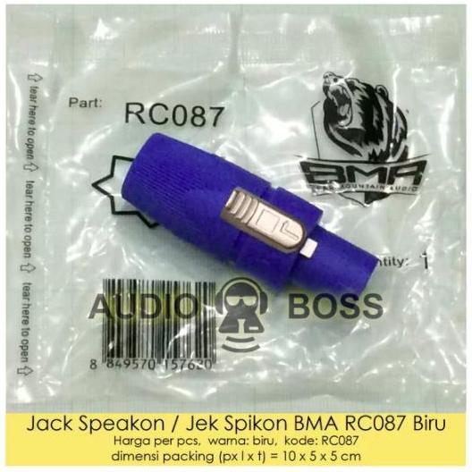 Jack Jek Jeck Jec Speakon Spikon BMA RC087 Biru Blue ORI BMA