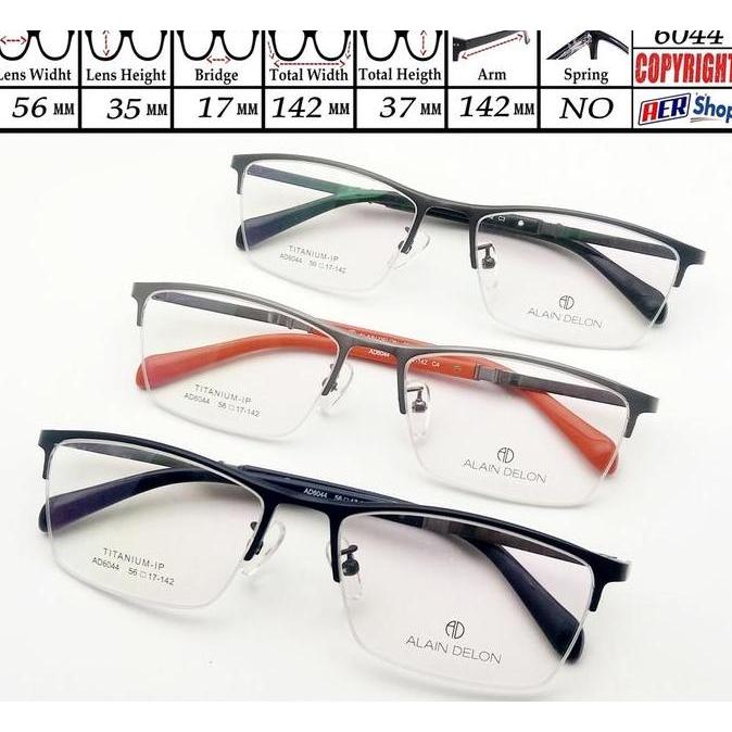 kacamata minus original half frame ALAIN DELON  titanium trendy unisex