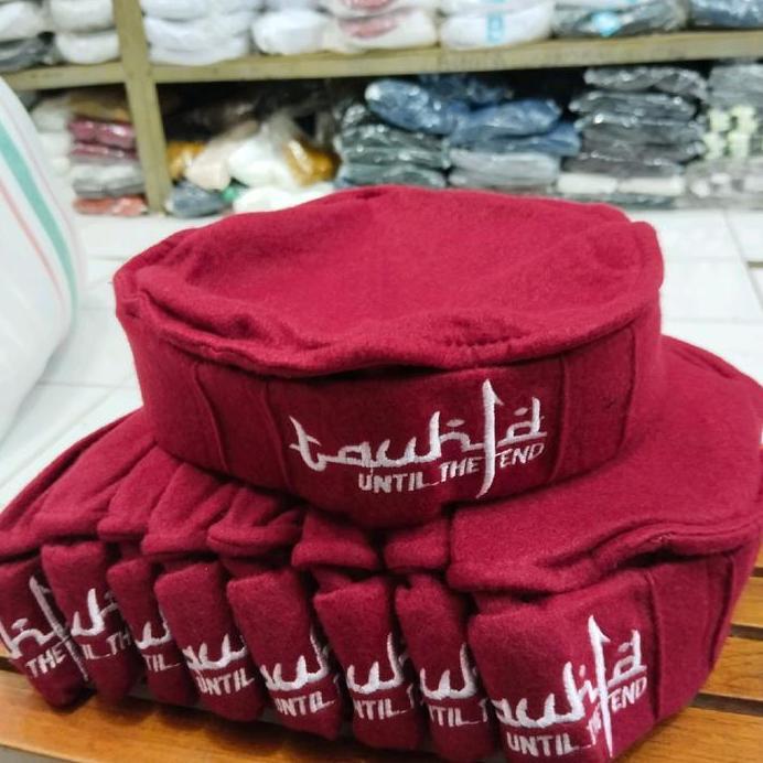 AL-AANA COLLECTION Peci Pakol Tauhid Bordir Kopiah Bulu Dewasa Bahan Bludru Woll Lembut Nyaman Logo 