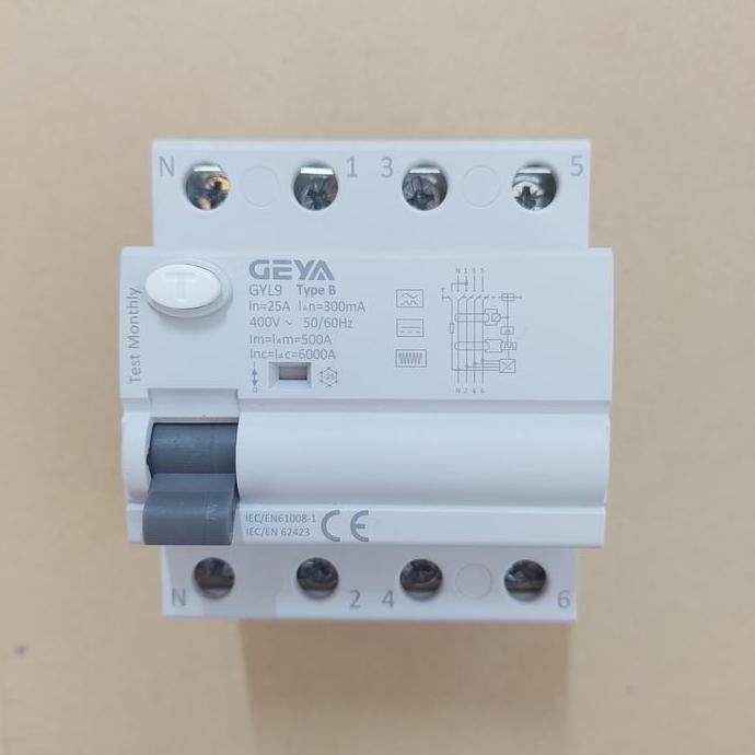 GEYA RCCB RCD ELCB type B 25A 4P 300mA RCCB ELCB Type B 25A 4P 0,3A