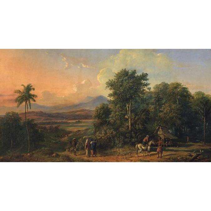 Lukisan Raden Saleh Forest and Native House Painting BS