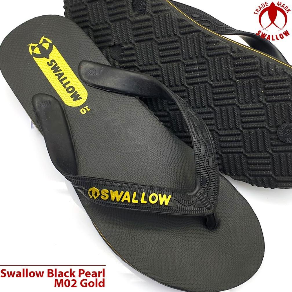 PALING DICARI Sendal Jepit Swallow Black Pearl M02 - Sandal Japit M02 Swallow Hitam Aksen warna Meta