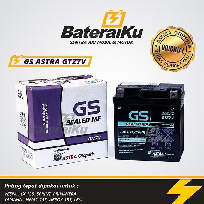 Promo Aki Gs Astra GTZ7V Aki GS Ori Aki Kering Aki Motor Nmax Old, Lexi, Aerox, dll Diskon