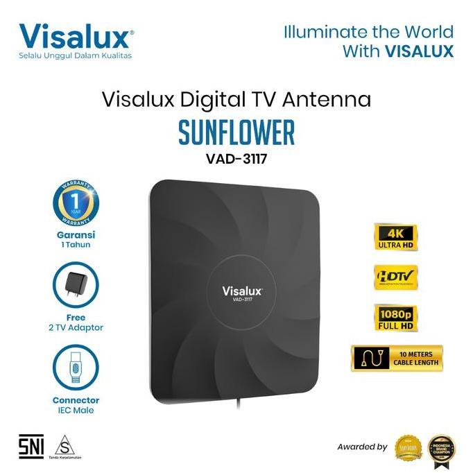 Murah Visalux Sunflower Digital Tv Antenna Indoor Outdoor - Antena Digital Luar Dalam Ruangan Dengan