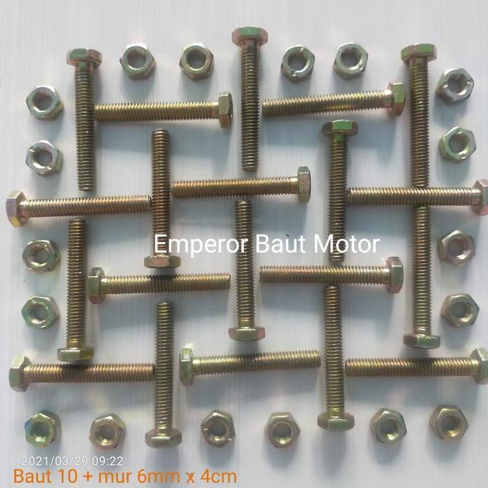 Baut 10 + Mur 6mm x 4 cm Isi 100 Pcs