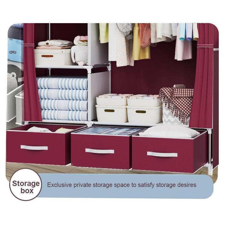FAVORIT Lemari Pakaian Kain Portable Dengan Ritsleting Gantungan Anti Debu Serbaguna Hemat Tempat Le