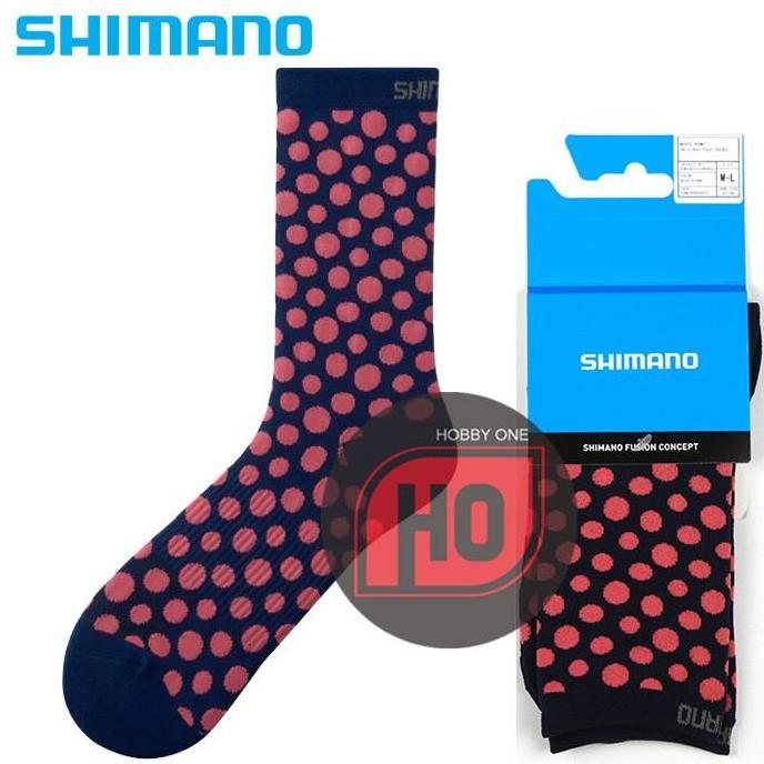 Ready Shimano ORIGINAL TALL SOCK NAVY PINK - Kaos Kaki Sepeda