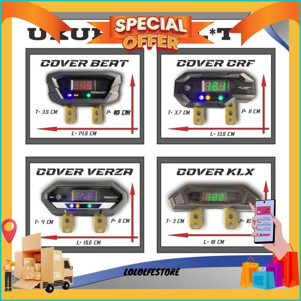 Speedometer Digital Variasi Universal 12V Isi Voltmeter Biru & Indikator Sein, Netral Dan Low Beam +