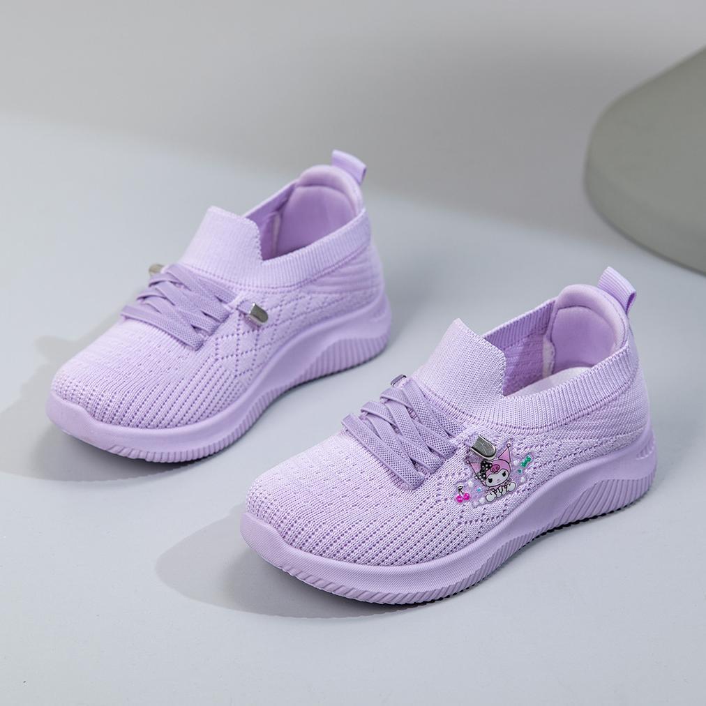 Terbaru Sepatu Anak Feata Type Of001 Rajut Premium Slip On Kids Nyaman & Ringan Karakter Kuromi  Siz