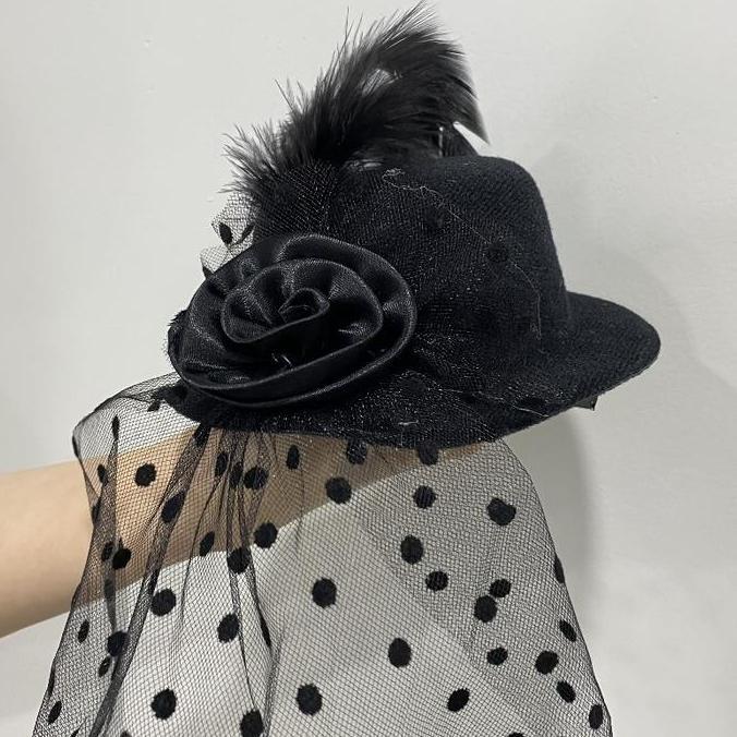 Lockyou- Jepit Topi Hiasan Fascinator Hat Wedding Headpiece Topi Jaring Fascinator Hat  Topi Hiasan 