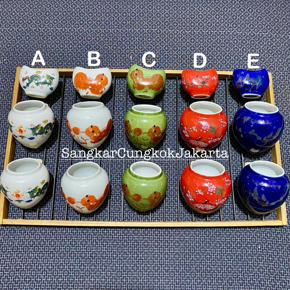 Cepuk Keramik Sangkar Burung Besar Murai Hwamei Anis Set 3Pcs