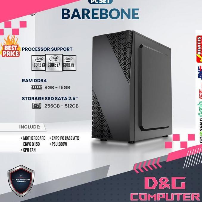 PC SET BAREBONE CORE i3 6100 PC ONLY