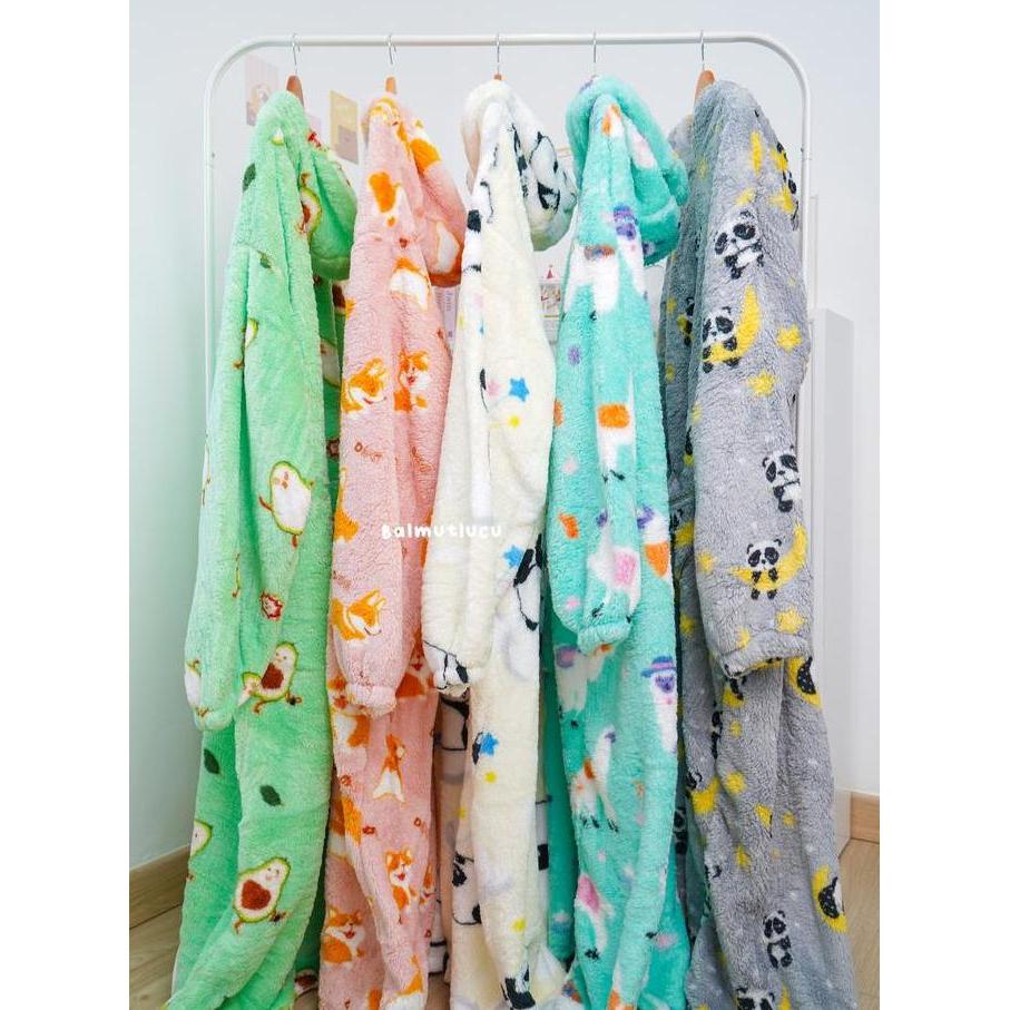 TERLARIS BALMUTLUCU | ONESIE HOODIE | WEARABLE HOODED BLANKET | SELIMUT PIYAMA MODEL TERUSAN ADA HOO