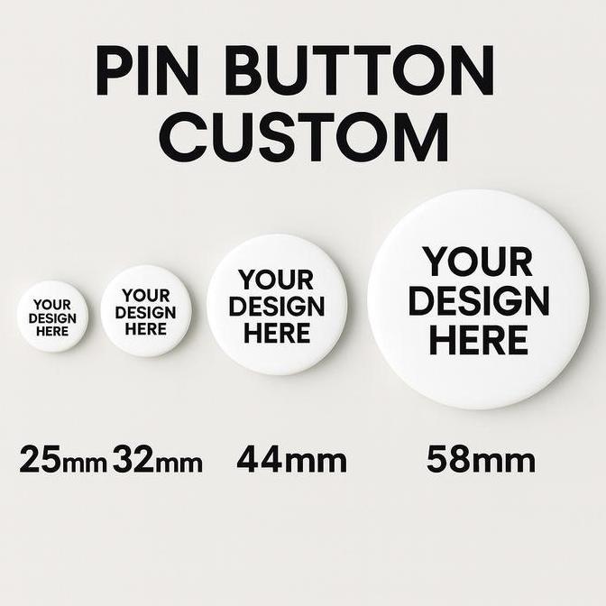 Custom Pin Button 25mm 32mm 44mm 58mm | Pin Bros Custom Satuan & Banyak | Cetak Gambar Sendiri Gloss