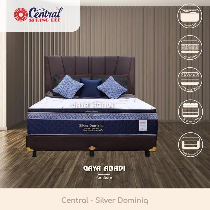 TERLARIS SPRINGBED CENTRA SILVER DOMINIQ / KASUR CENTRAL SILVER DOMINIQ - CENTRAL SPRINGBED