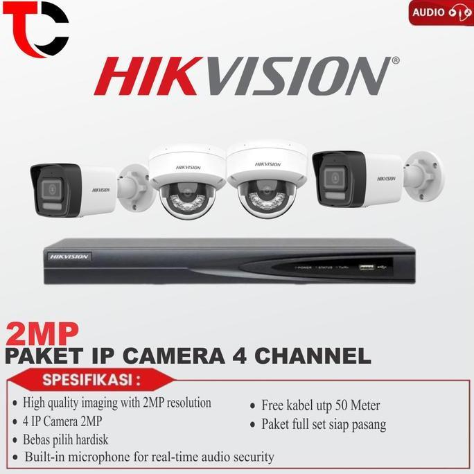 TERMURAH - PAKET CCTV IP CAMERA HIKVISION 2MP 4 CAMERA KOMPLIT