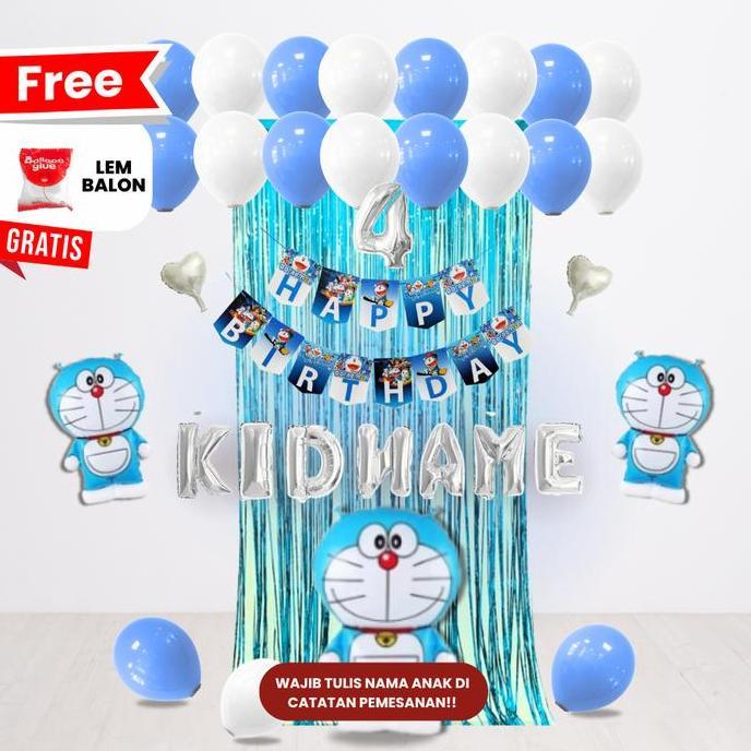 DORAEMON SET DEKOR ULANG TAHUN ANAK/ DEKORASI ULTAH ANAK