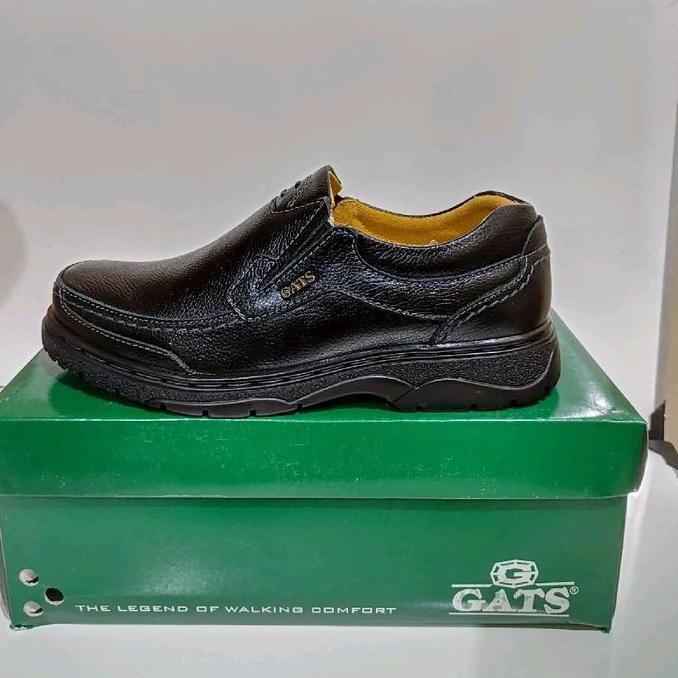 GATS LB5002 HITAM ORIGINAL / Sepatu Slip-on Pria Pantofel Kulit/Asli