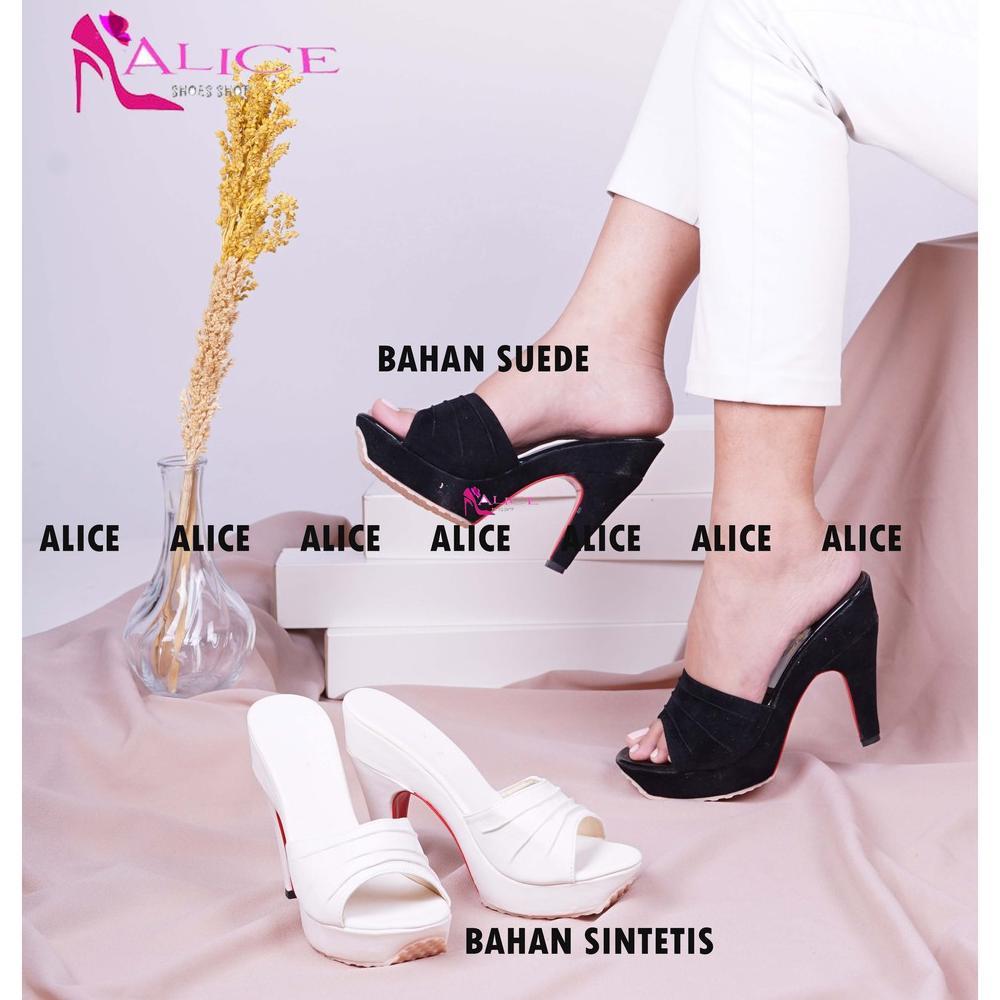 Promo Alice - Real Pic Sepatu Hak High Heels Tinggi Wanita Korea 9Cm Kokop Hitam Putih Slop Depan