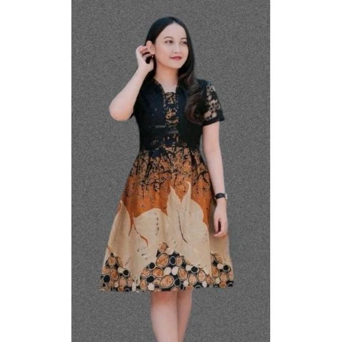 Dahlia_prose - korea viral dress couple baju batik pesta acara kondangan dress batik kombinasi mewah