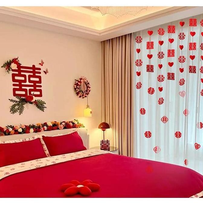 Tirai Wedding 3D Dekorasi Pernikahan Rumah Baru Kamar Tidur Ruang Tamu Tirai Dekorasi 3D Pernikahan 