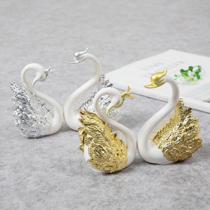 Sepasang Angsa Gold /Pajangan Sepasang Angsa/Dekorasi Angsa Emas/Interior Emas Dan Perak Pernikahan 
