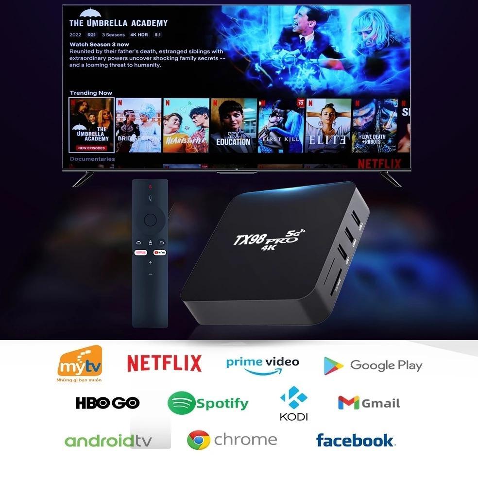 Best Sale Bluetooth Tv Box Android Tx98 16G+256Gb Full Channel Wifi Voice Control Netflix/Youtube 5-