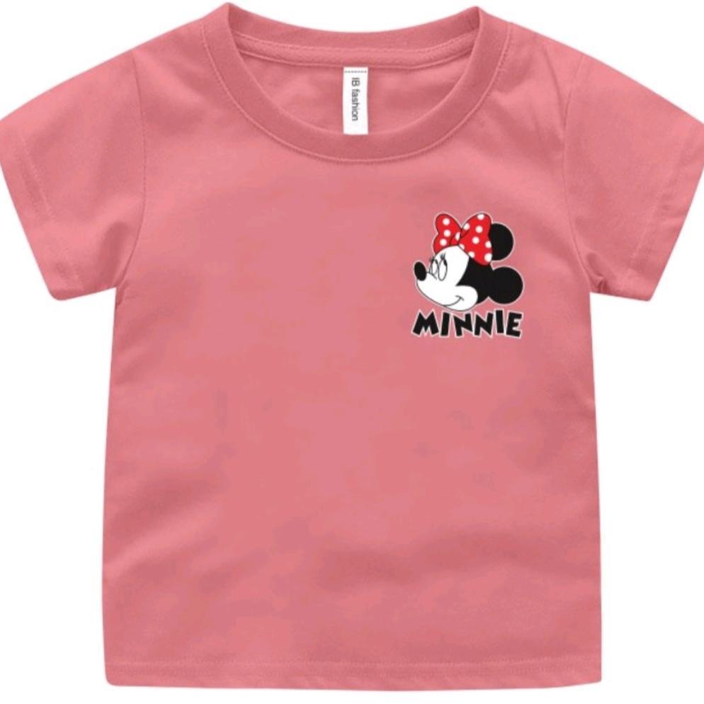 STOK TIPIS KAOS ANAK PEREMPUAN LOGO MINNIE SABLON DIGITAL-BAJU ANAK CEWEK