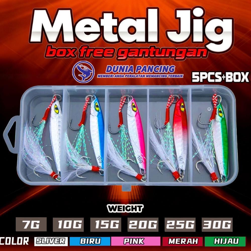 5PCS Umpan Pancing Jigging Set Box 7g/10g/15g/20g/25g/30g Hook Memancing Spinner Umpan Laser Metal J
