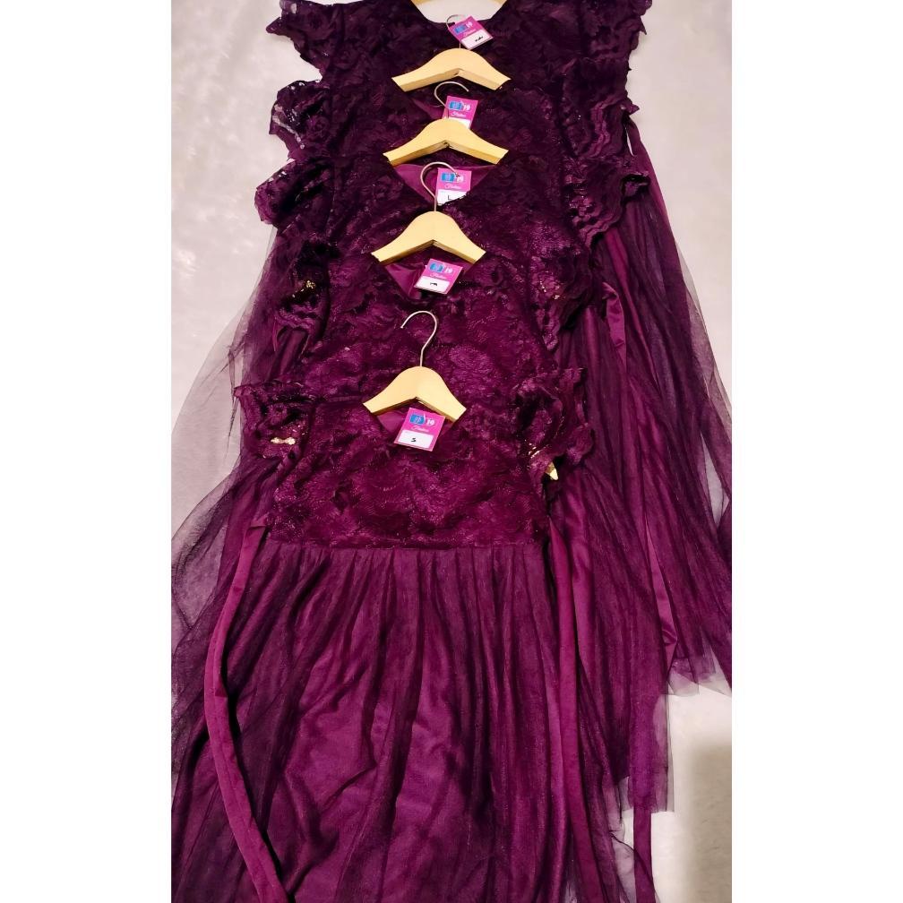CUCI GUDANG Dress Tutu Anak Perempuan / Dress Brukat Tutu Burgundy / Gaun Ultah Baju Pesta Anak 1-10
